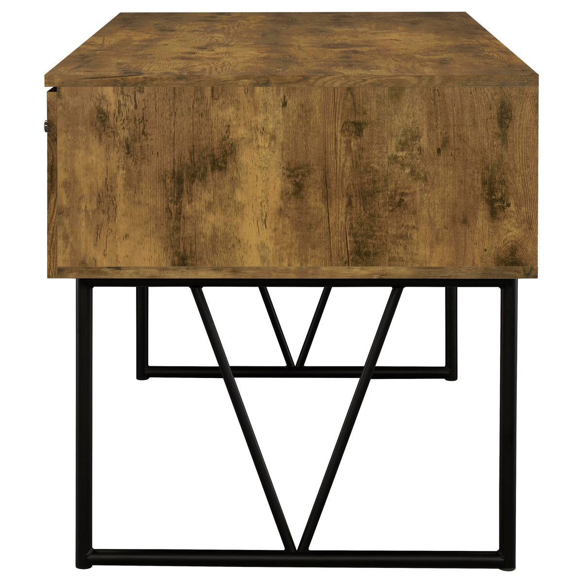 Analiese 63" 4-Drawer Writing Desk - Rustic Wood Look on Black Metal Base in Nutmeg or Grey Driftwood – view 8