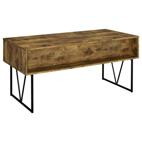 Analiese 63" 4-Drawer Writing Desk - Rustic Wood Look on Black Metal Base in Nutmeg or Grey Driftwood – view 9