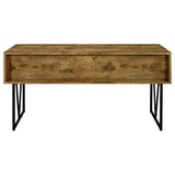 Analiese 63" 4-Drawer Writing Desk - Rustic Wood Look on Black Metal Base in Nutmeg or Grey Driftwood – view 10