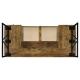 Analiese 63" 4-Drawer Writing Desk - Rustic Wood Look on Black Metal Base in Nutmeg or Grey Driftwood – view 12