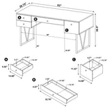 Analiese 63" 4-Drawer Writing Desk - Rustic Wood Look on Black Metal Base in Nutmeg or Grey Driftwood – view 14