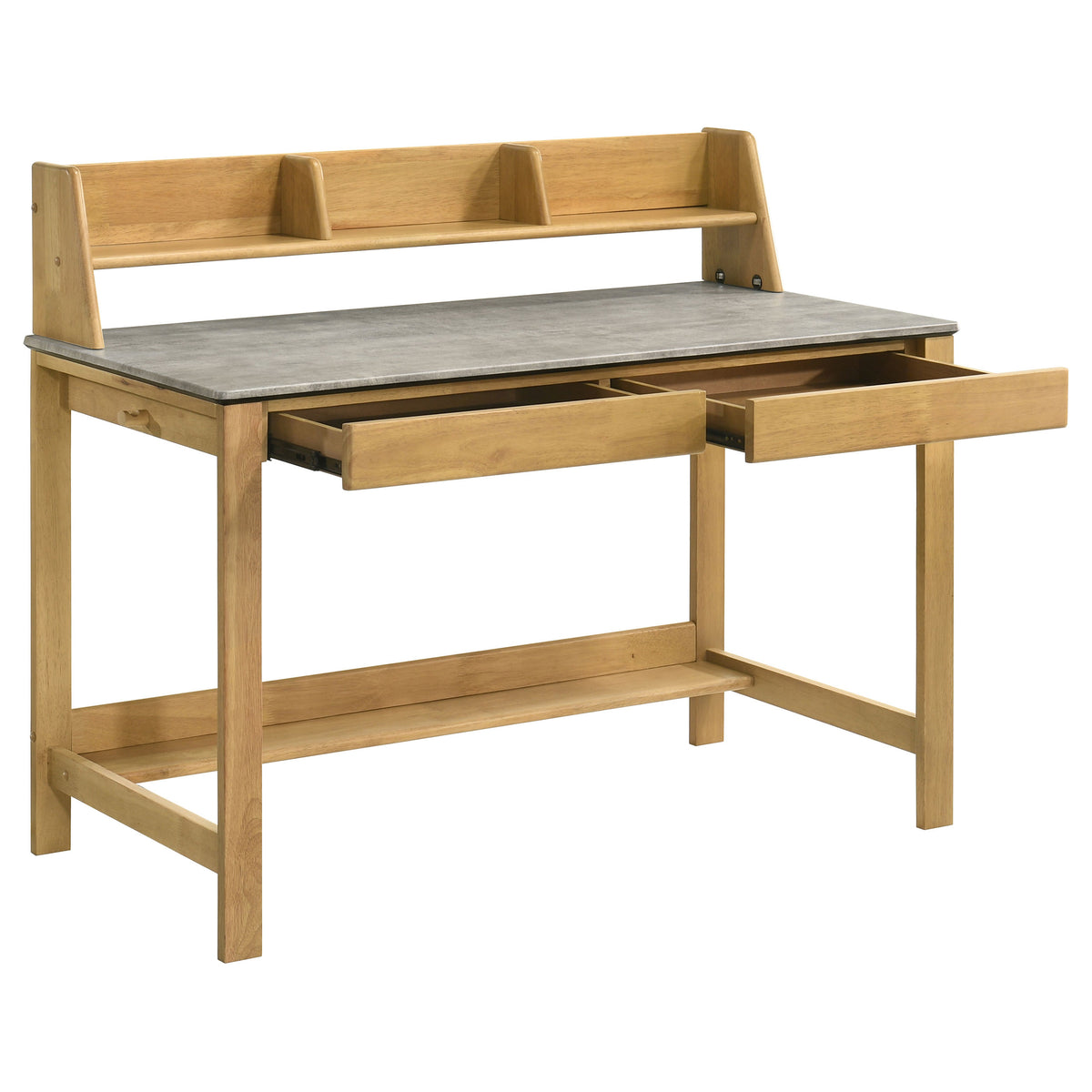 Besler 47" SmartTop Writing Desk with Organizer Shelf & Pull-Out Tray - Cement and Natural – view 3
