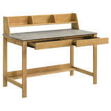 Besler 47" SmartTop Writing Desk with Organizer Shelf & Pull-Out Tray - Cement and Natural – view 3