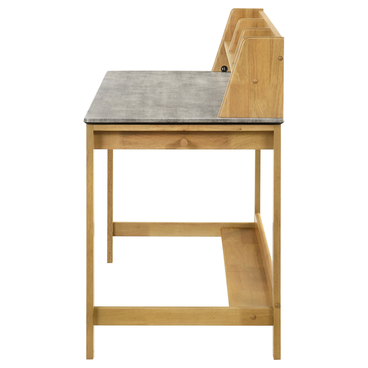 Besler 47" SmartTop Writing Desk with Organizer Shelf & Pull-Out Tray - Cement and Natural – view 5