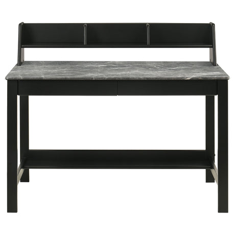 Besler 47" Writing Desk with SmartTop Surface - Grey Stone & Black with Organizer Shelf and Pull-Out Tray – view 4