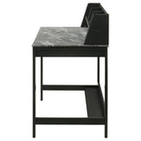 Besler 47" Writing Desk with SmartTop Surface - Grey Stone & Black with Organizer Shelf and Pull-Out Tray – view 5