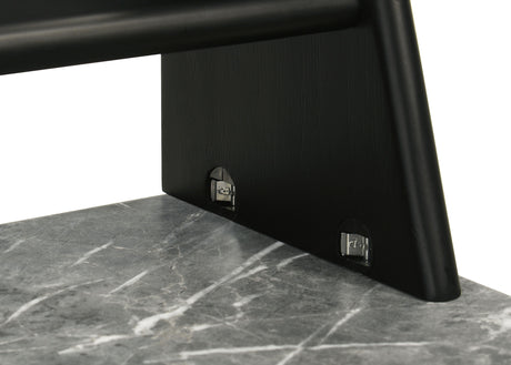 Besler 47" Writing Desk with SmartTop Surface - Grey Stone & Black with Organizer Shelf and Pull-Out Tray – view 10