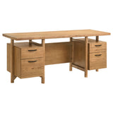 Roldan 69" Double Pedestal Computer Desk with File Drawers - Light Ash with Matte Black Pulls – view 2