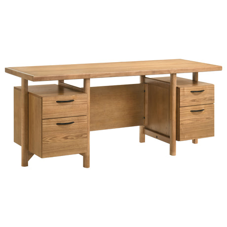 Roldan 69" Double Pedestal Computer Desk with File Drawers - Light Ash with Matte Black Pulls – view 2