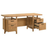 Roldan 69" Double Pedestal Computer Desk with File Drawers - Light Ash with Matte Black Pulls – view 3