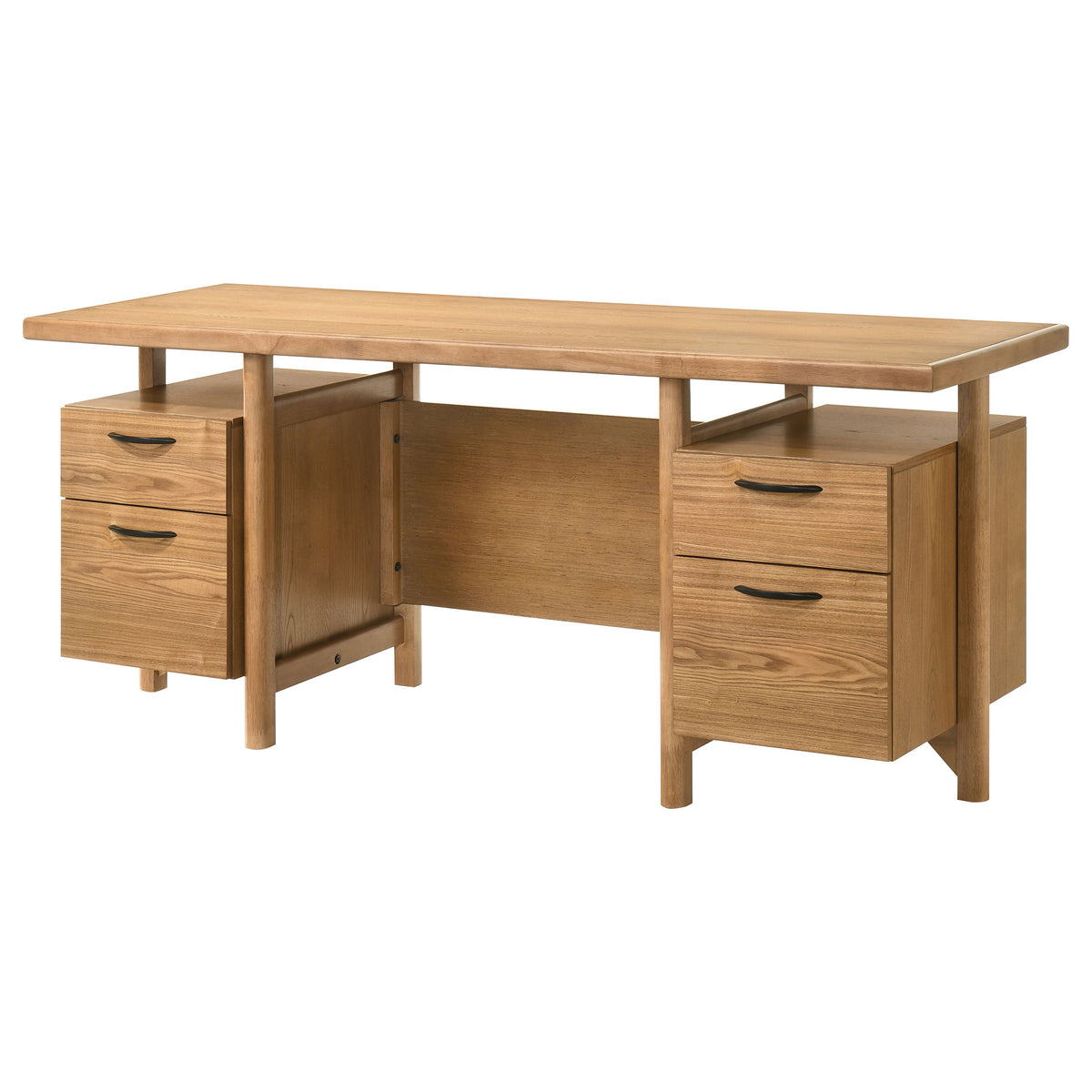 Roldan 69" Double Pedestal Computer Desk with File Drawers - Light Ash with Matte Black Pulls – view 5