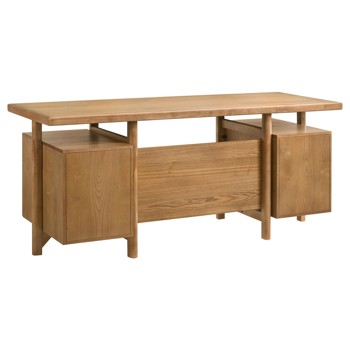 Roldan 69" Double Pedestal Computer Desk with File Drawers - Light Ash with Matte Black Pulls – view 7