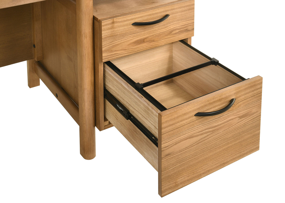 Roldan 69" Double Pedestal Computer Desk with File Drawers - Light Ash with Matte Black Pulls – view 12