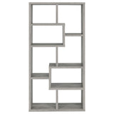 Theo 71" 6-Shelf Staggered Bookshelf - Reversible Open Cubbies in Grey Driftwood – view 3