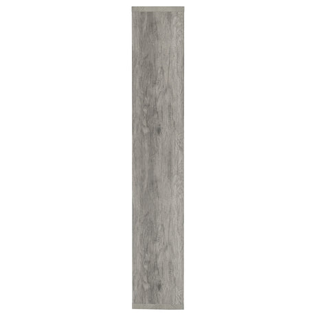 Theo 71" 6-Shelf Staggered Bookshelf - Reversible Open Cubbies in Grey Driftwood – view 5