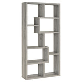Theo 71" 6-Shelf Staggered Bookshelf - Reversible Open Cubbies in Grey Driftwood – view 6