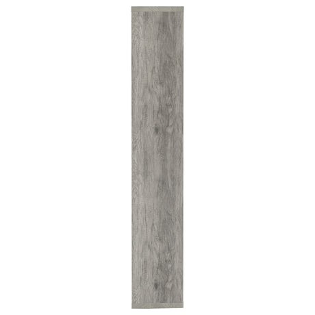 Theo 71" 6-Shelf Staggered Bookshelf - Reversible Open Cubbies in Grey Driftwood – view 9