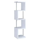 Baxter 67" 4-Shelf Bookshelf - Compact Geometric Bookcase in White & Chrome – view 4