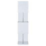 Baxter 67" 4-Shelf Bookshelf - Compact Geometric Bookcase in White & Chrome – view 7