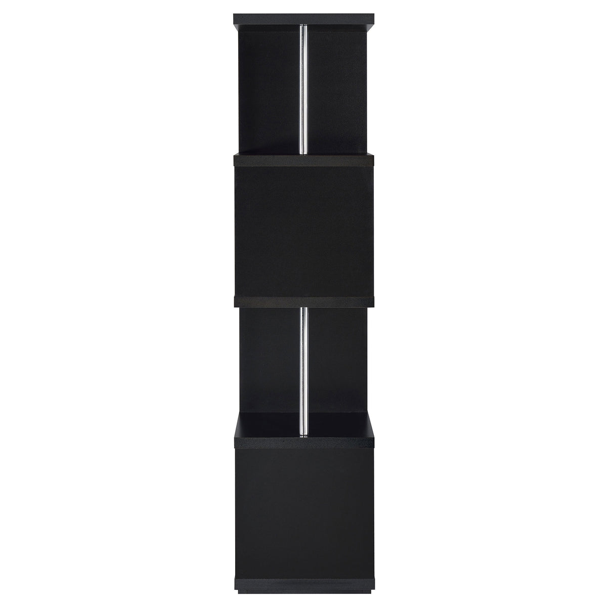 Baxter 67" 4-Tier Cube Bookshelf - Modern Black with Chrome Rod Accents – view 3
