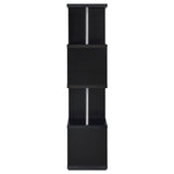Baxter 67" 4-Tier Cube Bookshelf - Modern Black with Chrome Rod Accents – view 3