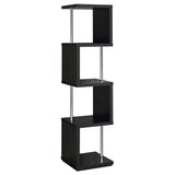 Baxter 67" 4-Tier Cube Bookshelf - Modern Black with Chrome Rod Accents – view 4