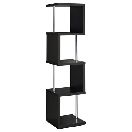 Baxter 67" 4-Tier Cube Bookshelf - Modern Black with Chrome Rod Accents – view 4