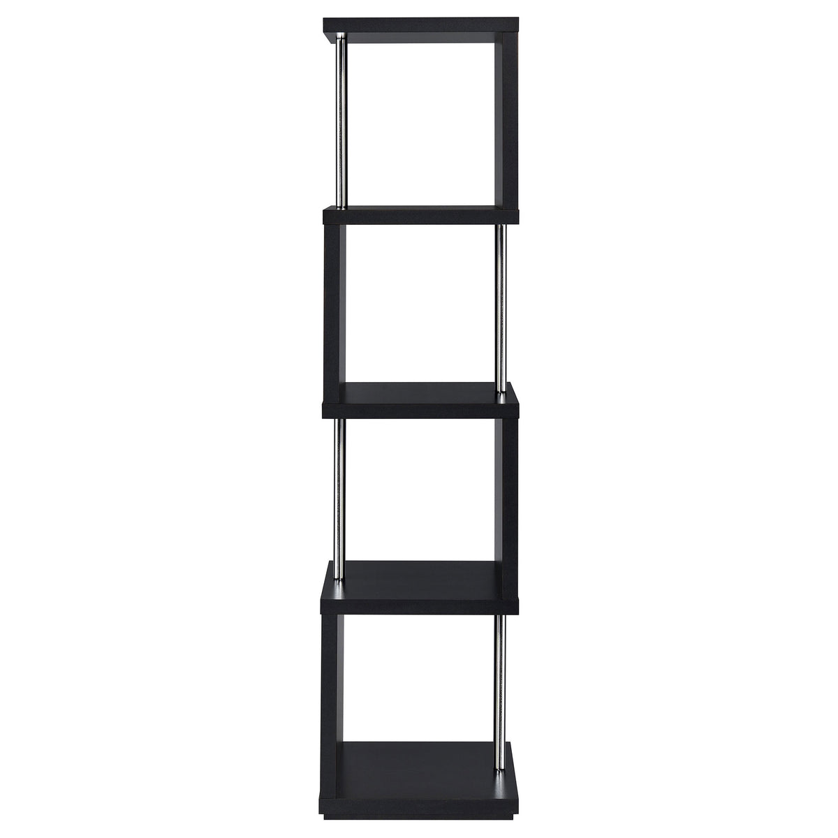 Baxter 67" 4-Tier Cube Bookshelf - Modern Black with Chrome Rod Accents – view 5