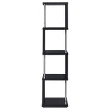 Baxter 67" 4-Tier Cube Bookshelf - Modern Black with Chrome Rod Accents – view 5