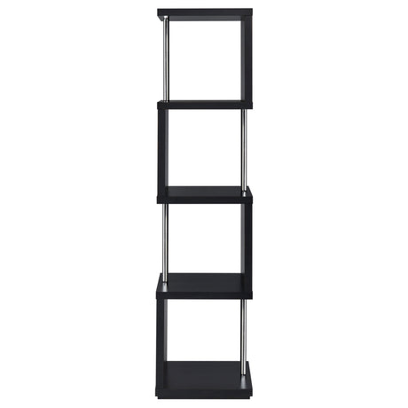 Baxter 67" 4-Tier Cube Bookshelf - Modern Black with Chrome Rod Accents – view 5