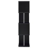 Baxter 67" 4-Tier Cube Bookshelf - Modern Black with Chrome Rod Accents – view 7