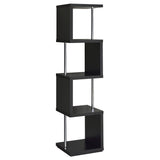 Baxter 67" 4-Tier Cube Bookshelf - Modern Black with Chrome Rod Accents – view 8