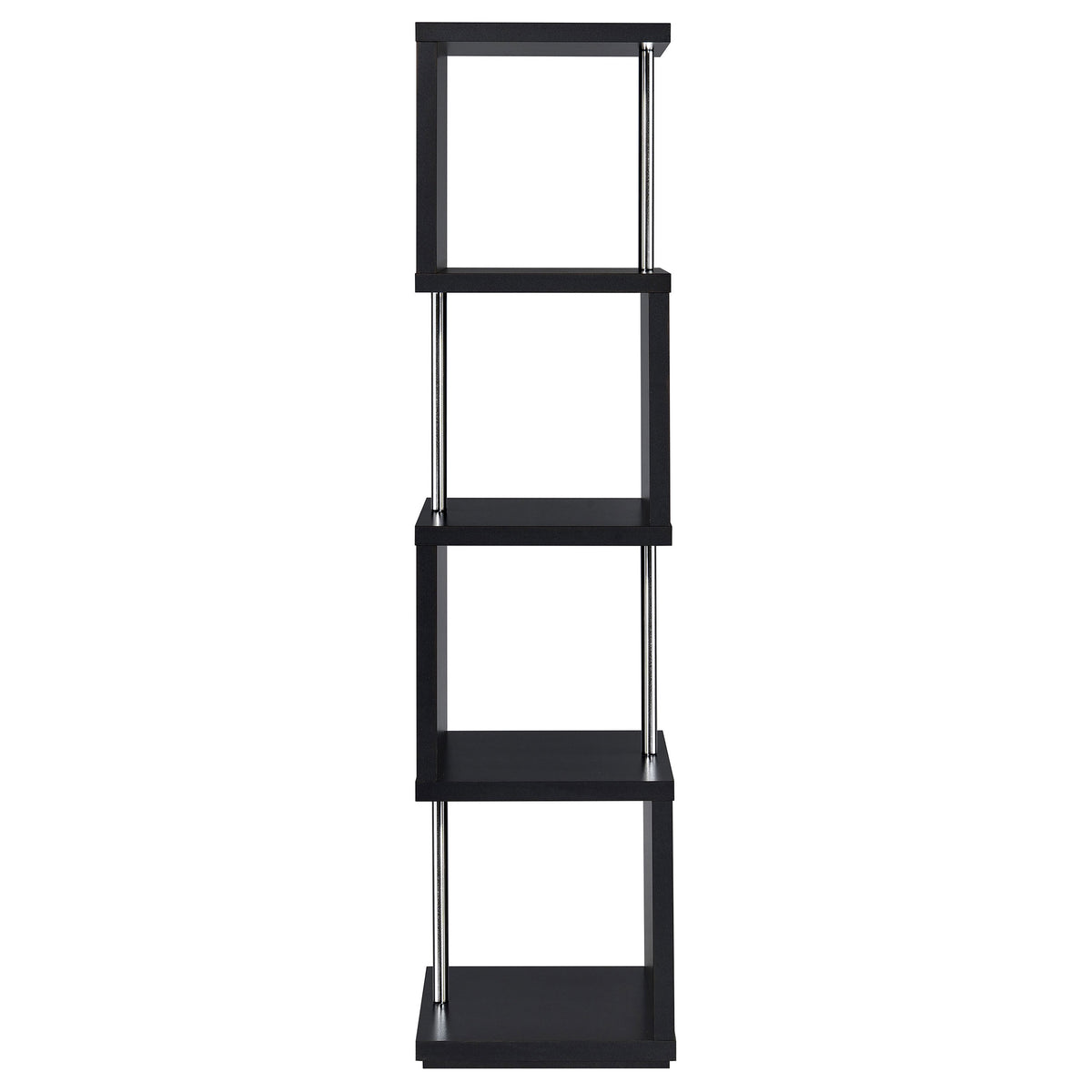 Baxter 67" 4-Tier Cube Bookshelf - Modern Black with Chrome Rod Accents – view 9