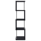 Baxter 67" 4-Tier Cube Bookshelf - Modern Black with Chrome Rod Accents – view 9