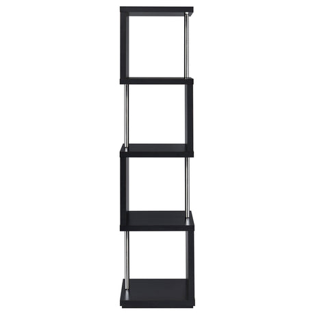 Baxter 67" 4-Tier Cube Bookshelf - Modern Black with Chrome Rod Accents – view 9