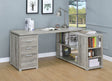 Yvette 60" L-Shaped Computer Desk - 3 Drawers, Open Shelves & Cubbies in Grey Driftwood – view 1