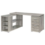 Yvette 60" L-Shaped Computer Desk - 3 Drawers, Open Shelves & Cubbies in Grey Driftwood – view 3