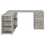 Yvette 60" L-Shaped Computer Desk - 3 Drawers, Open Shelves & Cubbies in Grey Driftwood – view 6