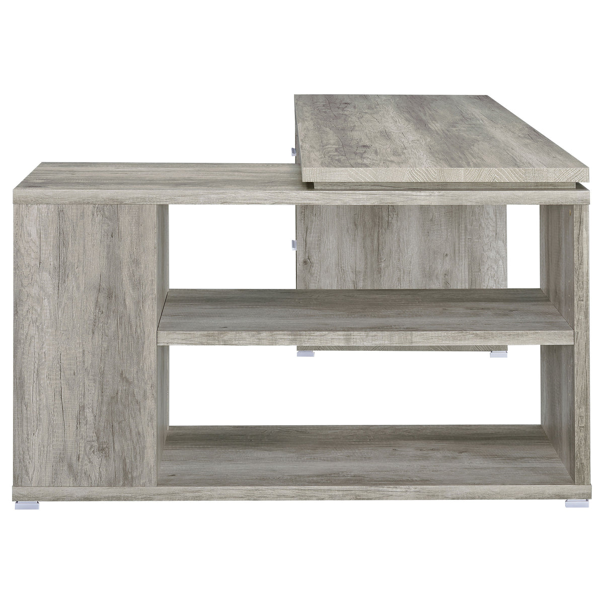 Yvette 60" L-Shaped Computer Desk - 3 Drawers, Open Shelves & Cubbies in Grey Driftwood – view 7