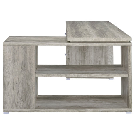 Yvette 60" L-Shaped Computer Desk - 3 Drawers, Open Shelves & Cubbies in Grey Driftwood – view 7
