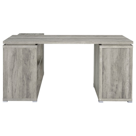 Yvette 60" L-Shaped Computer Desk - 3 Drawers, Open Shelves & Cubbies in Grey Driftwood – view 8