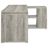 Yvette 60" L-Shaped Computer Desk - 3 Drawers, Open Shelves & Cubbies in Grey Driftwood – view 9