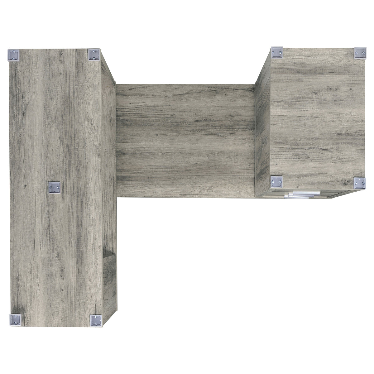 Yvette 60" L-Shaped Computer Desk - 3 Drawers, Open Shelves & Cubbies in Grey Driftwood – view 11