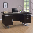 Lawtey 60" Computer Desk with Floating Top - File Drawer & Cabinet in Cappuccino on Silver Metal Base – view 1