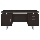 Lawtey 60" Computer Desk with Floating Top - File Drawer & Cabinet in Cappuccino on Silver Metal Base – view 4