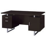 Lawtey 60" Computer Desk with Floating Top - File Drawer & Cabinet in Cappuccino on Silver Metal Base – view 5