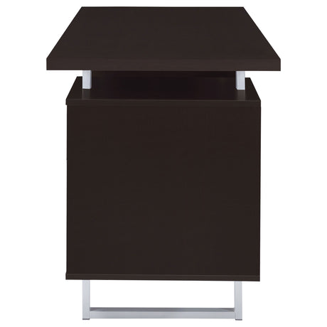 Lawtey 60" Computer Desk with Floating Top - File Drawer & Cabinet in Cappuccino on Silver Metal Base – view 6