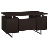 Lawtey 60" Computer Desk with Floating Top - File Drawer & Cabinet in Cappuccino on Silver Metal Base – view 7