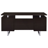 Lawtey 60" Computer Desk with Floating Top - File Drawer & Cabinet in Cappuccino on Silver Metal Base – view 8