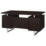 Lawtey 60" Computer Desk with Floating Top - File Drawer & Cabinet in Cappuccino on Silver Metal Base – view 9